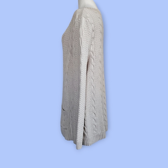 Jeanne Pierre Cable Knit Pocketed Tunic Sweater - Picture 3 of 5